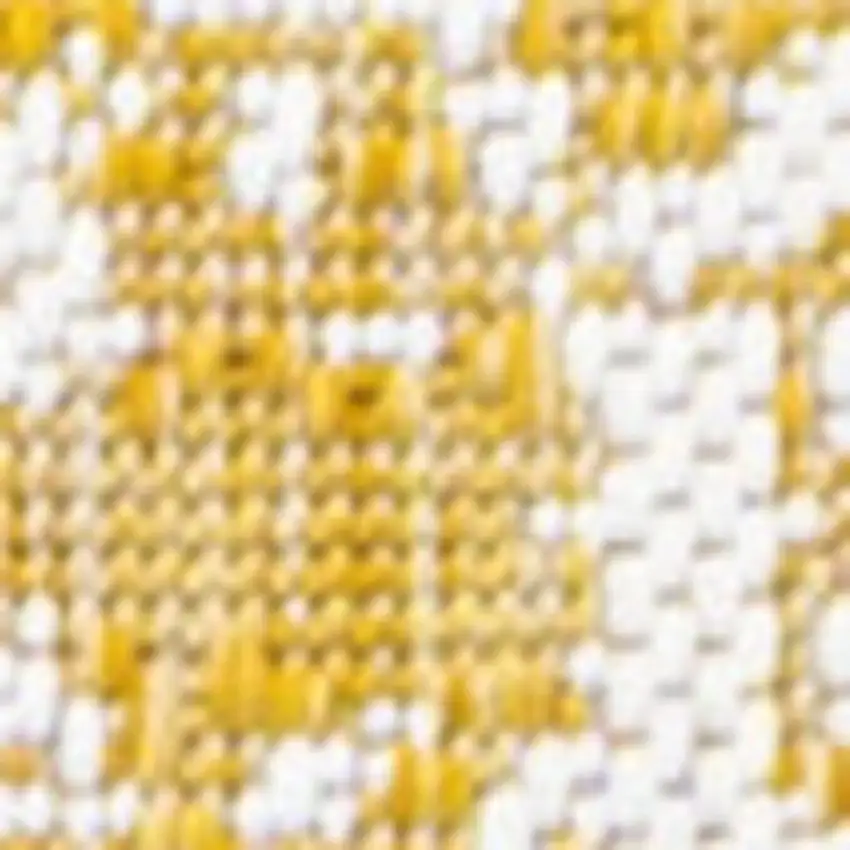 8' Yellow And Cream Medallion Indoor Outdoor Runner Rug Photo 2