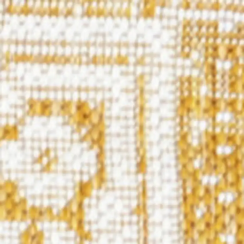 10' Yellow And Cream Medallion Indoor Outdoor Runner Rug Photo 2