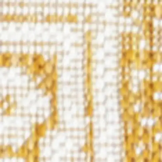 8' Yellow And Cream Medallion Indoor Outdoor Runner Rug Photo 2