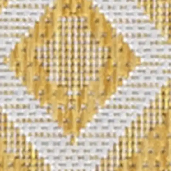 8' Yellow And Cream Moroccan Indoor Outdoor Runner Rug Photo 2