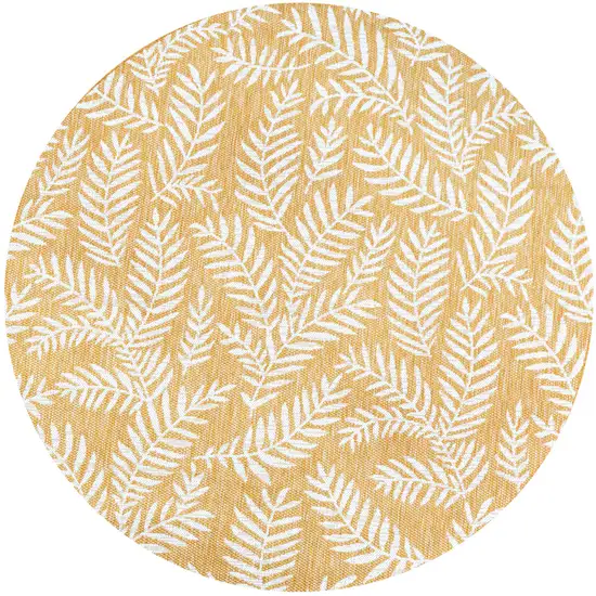 5' Yellow And Cream Round Floral Indoor Outdoor Area Rug Photo 1