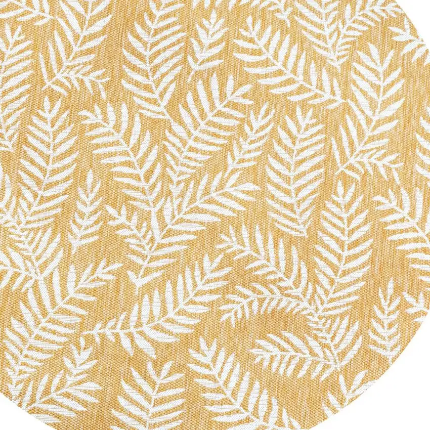 5' Yellow And Cream Round Floral Indoor Outdoor Area Rug Photo 2