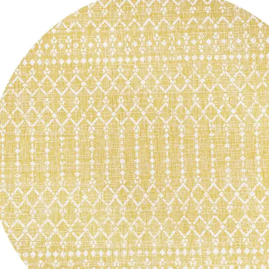 5' Yellow And Cream Round Trellis Indoor Outdoor Area Rug Photo 2