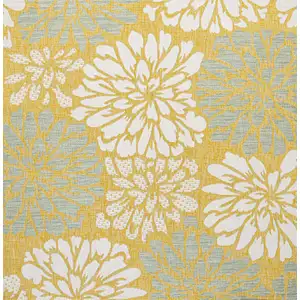 Photo of 5' Yellow And Cream Square Floral Indoor Outdoor Area Rug