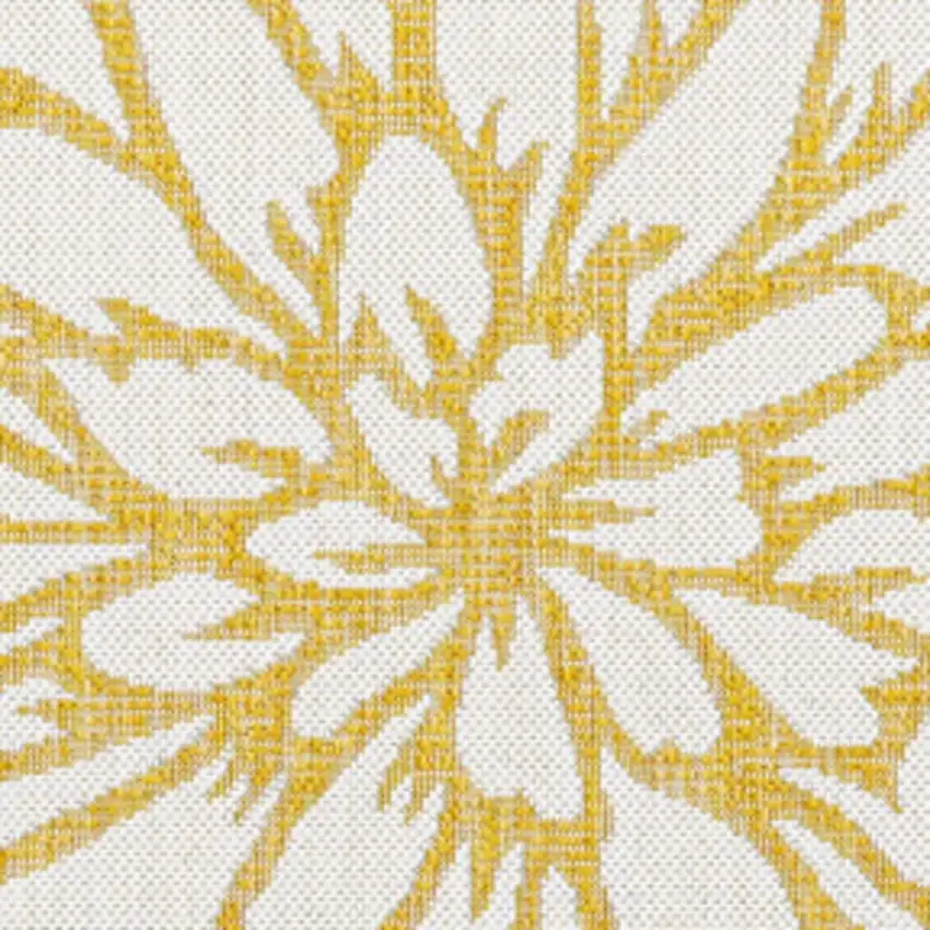 5' Yellow And Cream Square Floral Indoor Outdoor Area Rug Photo 2
