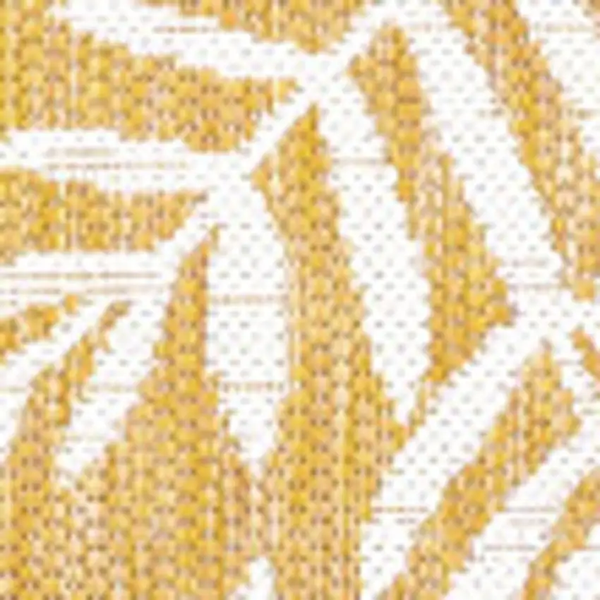 5' Yellow And Cream Square Floral Indoor Outdoor Area Rug Photo 3