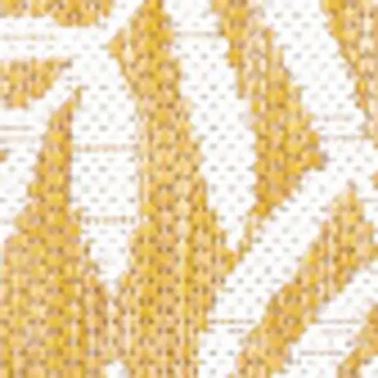 5' Yellow And Cream Square Floral Indoor Outdoor Area Rug Photo 2