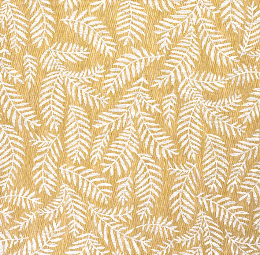 5' Yellow And Cream Square Floral Indoor Outdoor Area Rug Photo 1