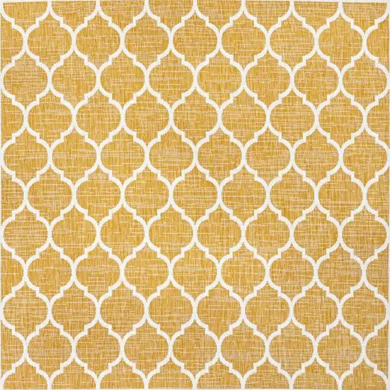 5' Yellow And Cream Square Geometric Indoor Outdoor Area Rug Photo 3