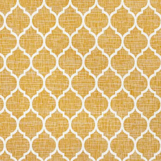 5' Yellow And Cream Square Geometric Indoor Outdoor Area Rug Photo 2