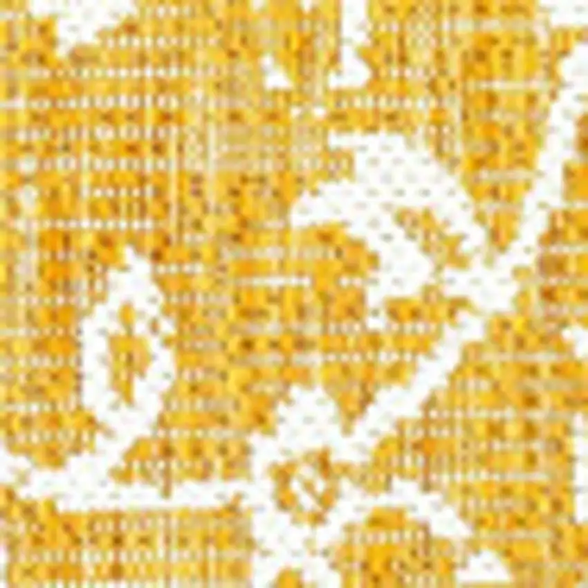 5' Yellow And Cream Square Medallion Indoor Outdoor Area Rug Photo 2