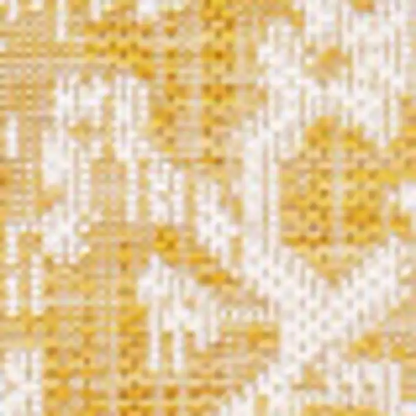 5' Yellow And Cream Square Medallion Indoor Outdoor Area Rug Photo 2