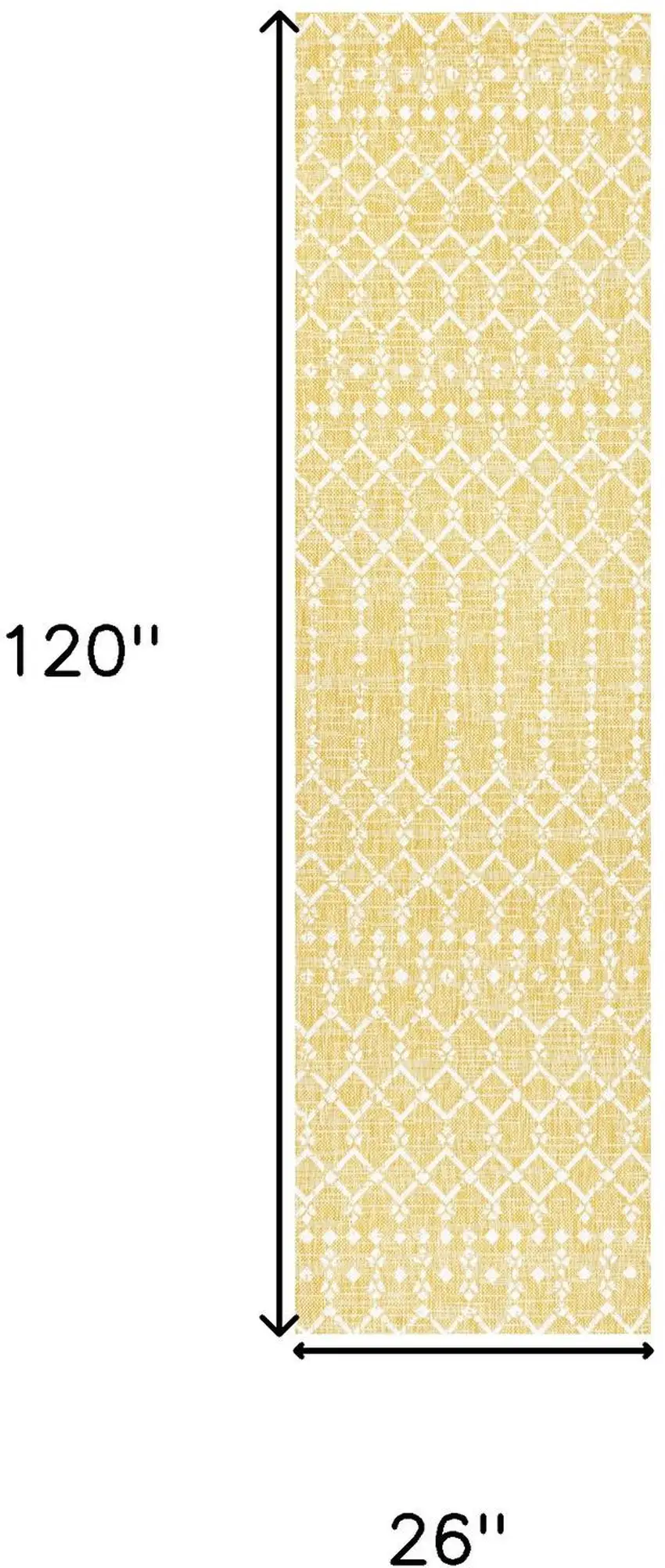 10' Yellow And Cream Trellis Indoor Outdoor Runner Rug Photo 5