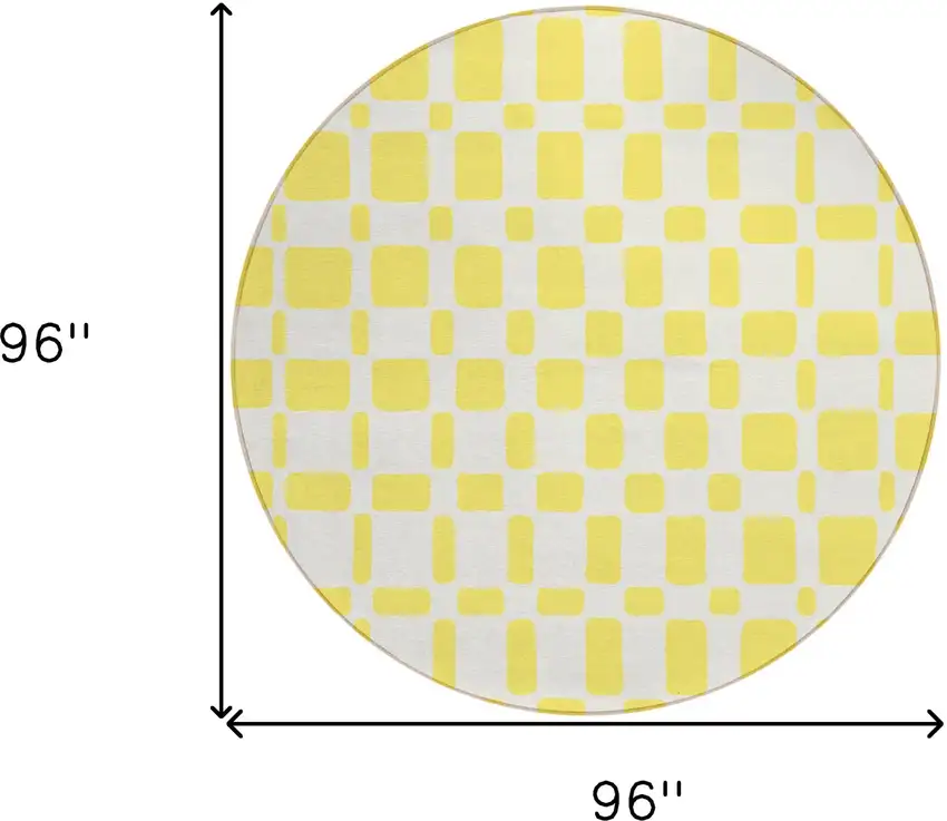 8' Yellow And Gray Round Geometric Washable Indoor Outdoor Area Rug Photo 3