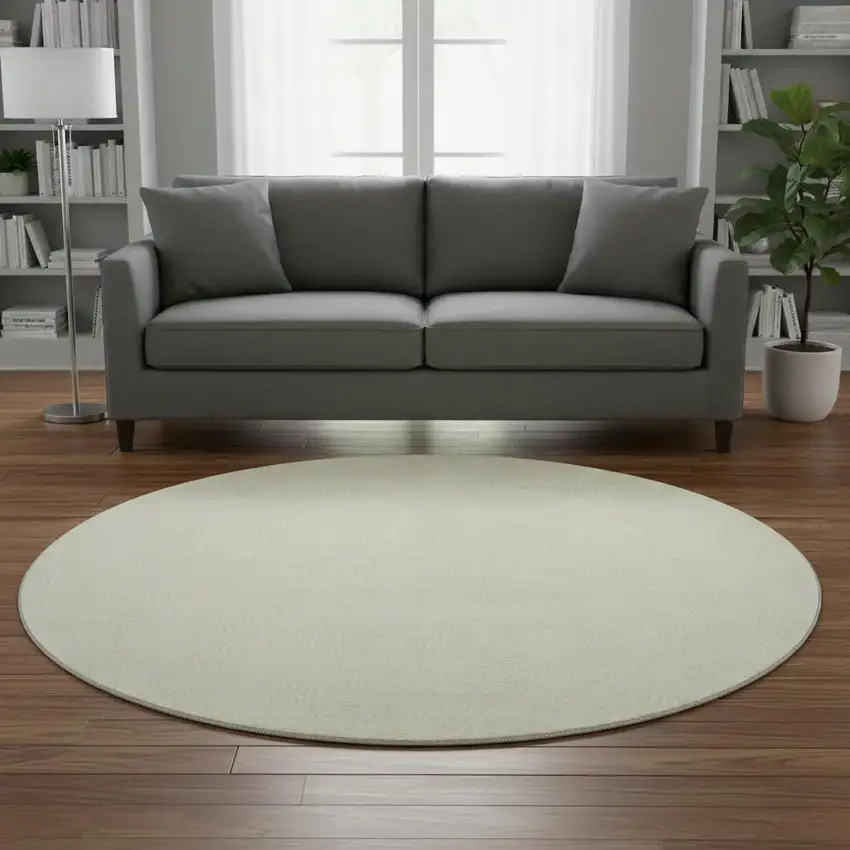 8' Yellow And Ivory Geometric Washable Round Rug With UV Protection Photo 2