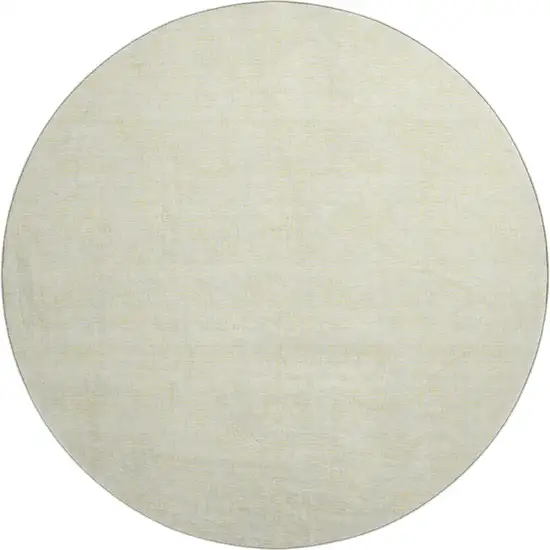 8' Yellow And Ivory Geometric Washable Round Rug With UV Protection Photo 1