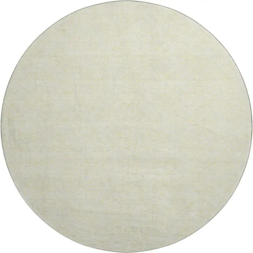8' Yellow And Ivory Geometric Washable Round Rug With UV Protection Photo 1