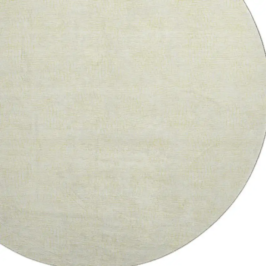 8' Yellow And Ivory Geometric Washable Round Rug With UV Protection Photo 2