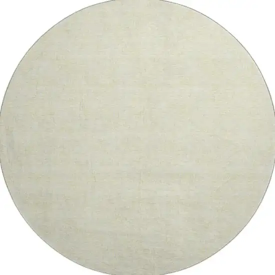 8' Yellow And Ivory Geometric Washable Round Rug With UV Protection Photo 3