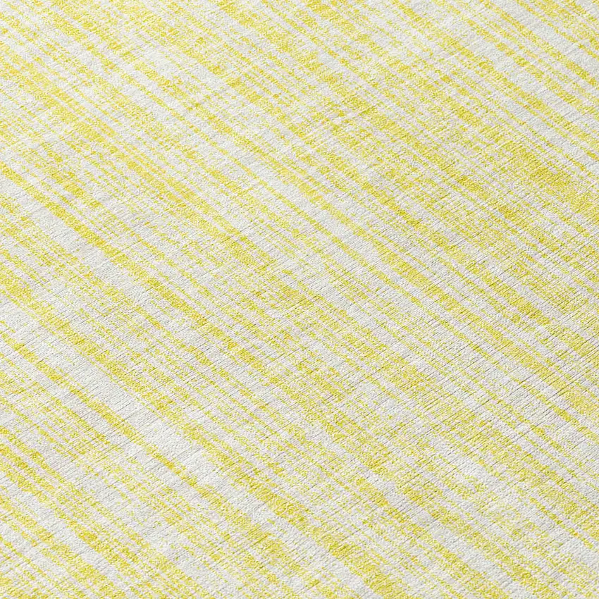 8' Yellow And Ivory Round Striped Washable Indoor Outdoor Area Rug Photo 8