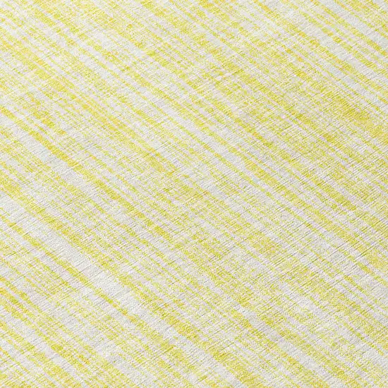 8' Yellow And Ivory Round Striped Washable Indoor Outdoor Area Rug Photo 8