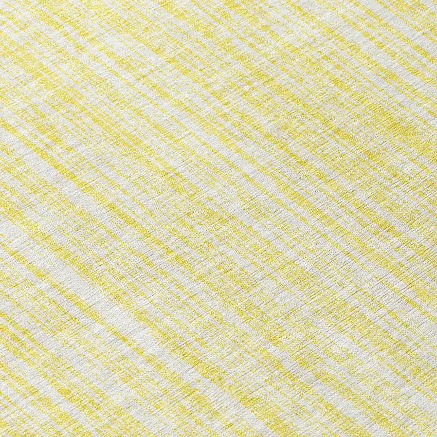 8' Yellow And Ivory Round Striped Washable Indoor Outdoor Area Rug Photo 8