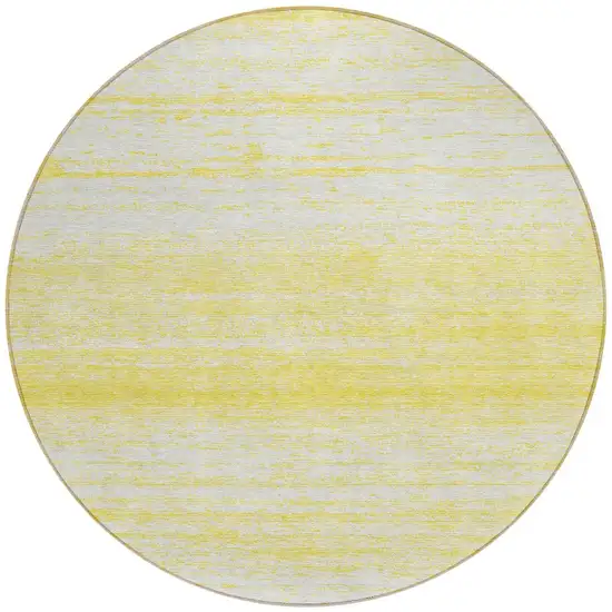 8' Yellow And Ivory Round Striped Washable Indoor Outdoor Area Rug Photo 5