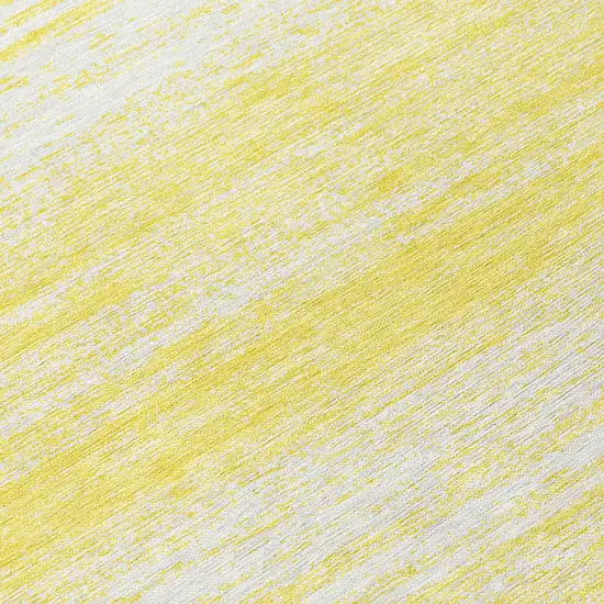 8' Yellow And Ivory Round Striped Washable Indoor Outdoor Area Rug Photo 8
