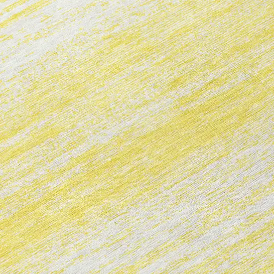 8' Yellow And Ivory Round Striped Washable Indoor Outdoor Area Rug Photo 8