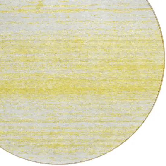 8' Yellow And Ivory Round Striped Washable Indoor Outdoor Area Rug Photo 4