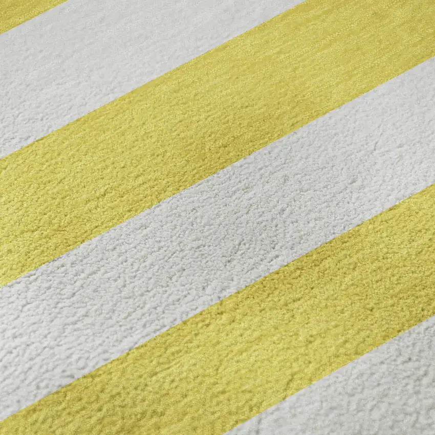 8' Yellow And Ivory Striped Washable Round Rug With UV Protection Photo 9