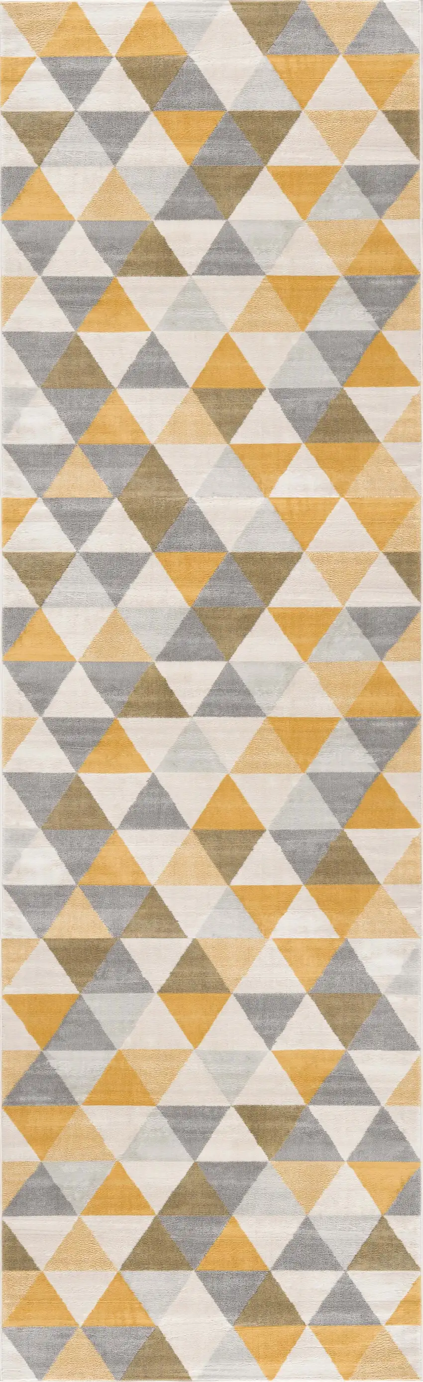 11' Yellow Beige And Gray Geometric Runner Rug Photo 2
