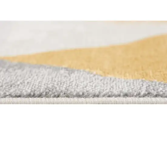 11' Yellow Beige And Gray Geometric Runner Rug Photo 4