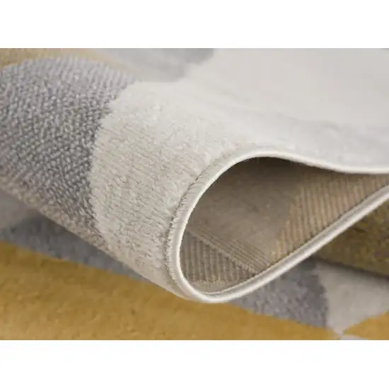 11' Yellow Beige And Gray Geometric Runner Rug Photo 5