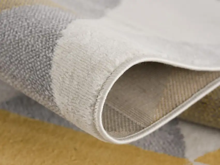 11' Yellow Beige And Gray Geometric Runner Rug Photo 5