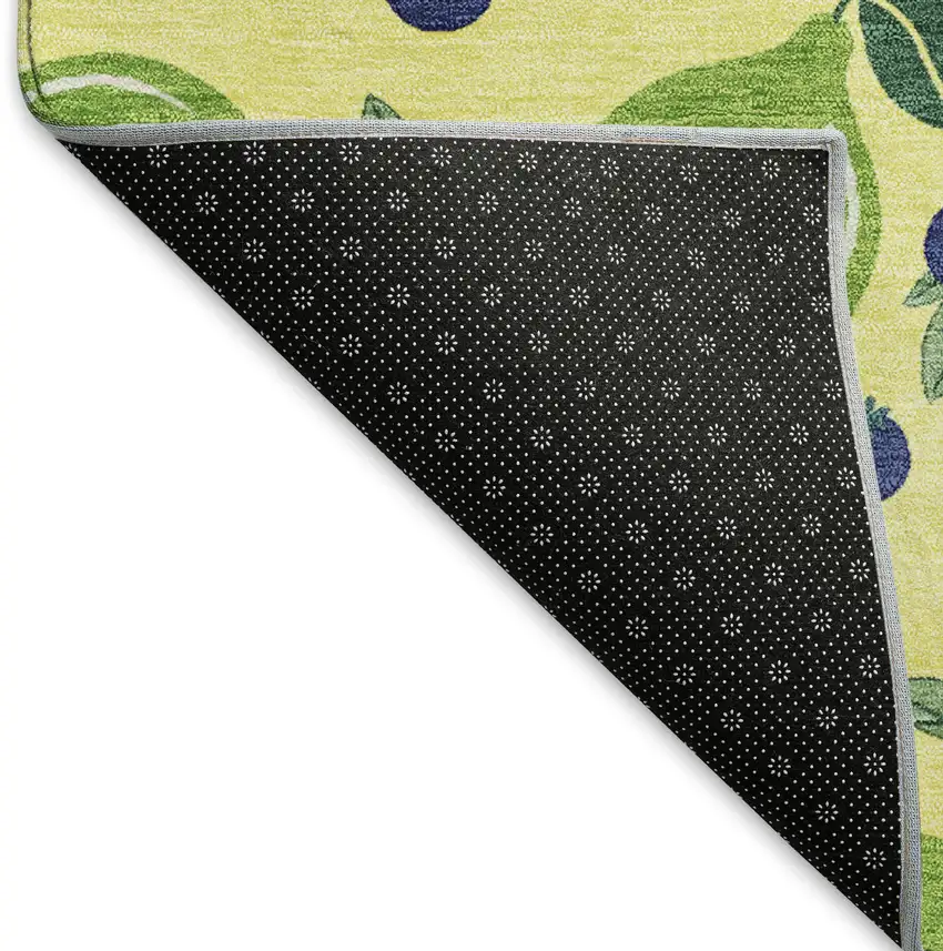 8' Yellow Blue And Green Round Lemons Washable Indoor Outdoor Area Rug Photo 6