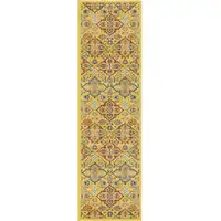 Photo of 8' Yellow Floral Power Loom Runner Rug