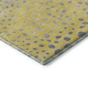 Photo of 8' Yellow Gray And Ivory Polka Dot Washable Area Rug With UV Protection