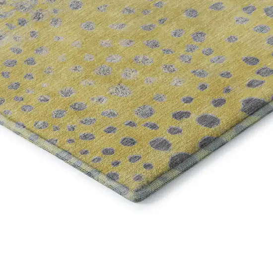 8' Yellow Gray And Ivory Polka Dot Washable Area Rug With UV Protection Photo 6
