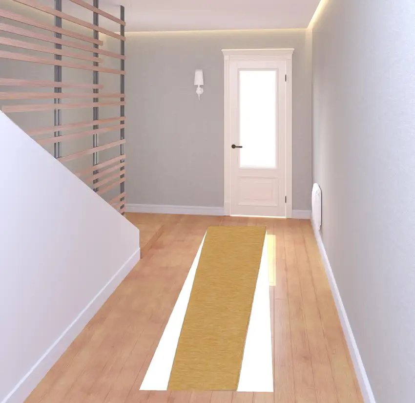 8' Yellow Power Loom Runner Rug Photo 2