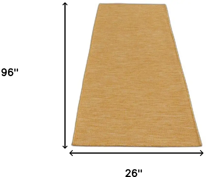 8' Yellow Power Loom Runner Rug Photo 7