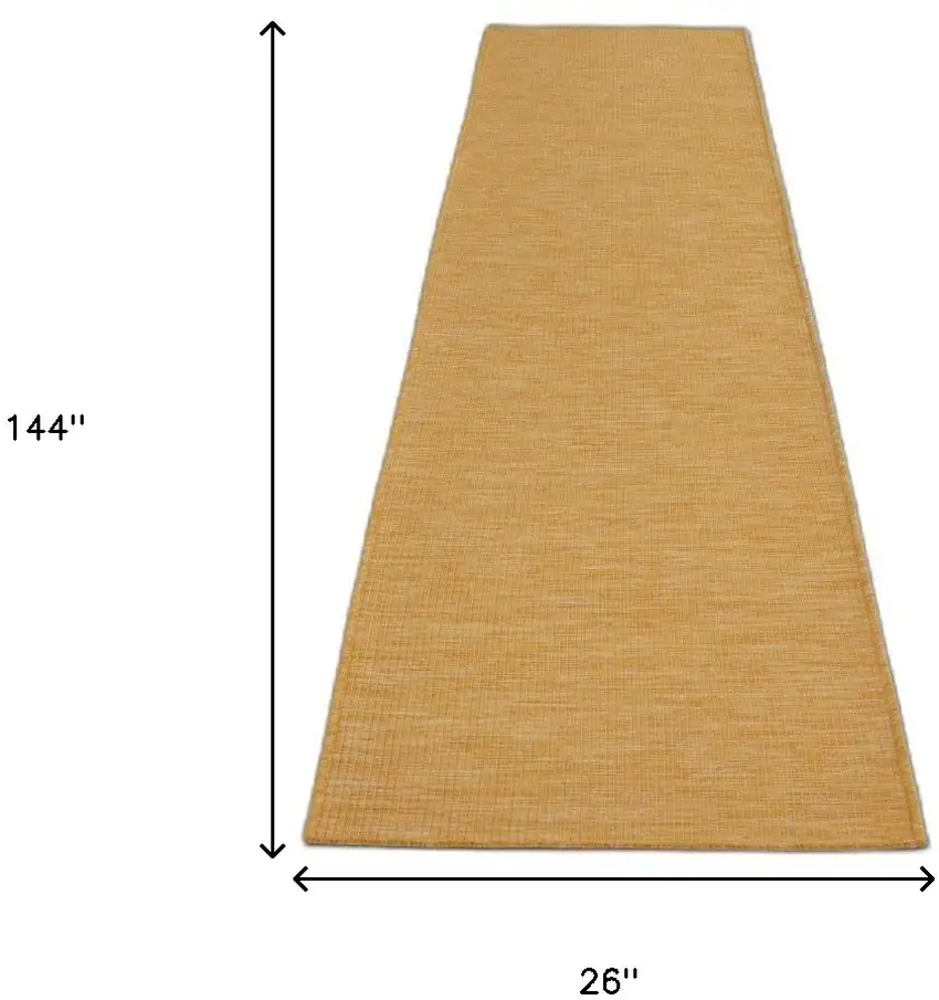 12' Yellow Power Loom Runner Rug Photo 7