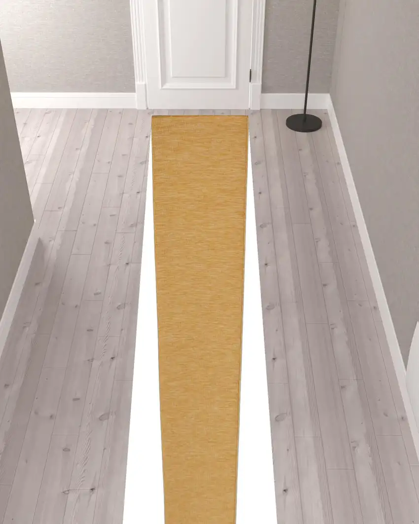 12' Yellow Power Loom Runner Rug Photo 2