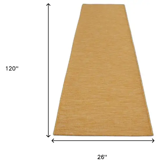 10' Yellow Power Loom Runner Rug Photo 7