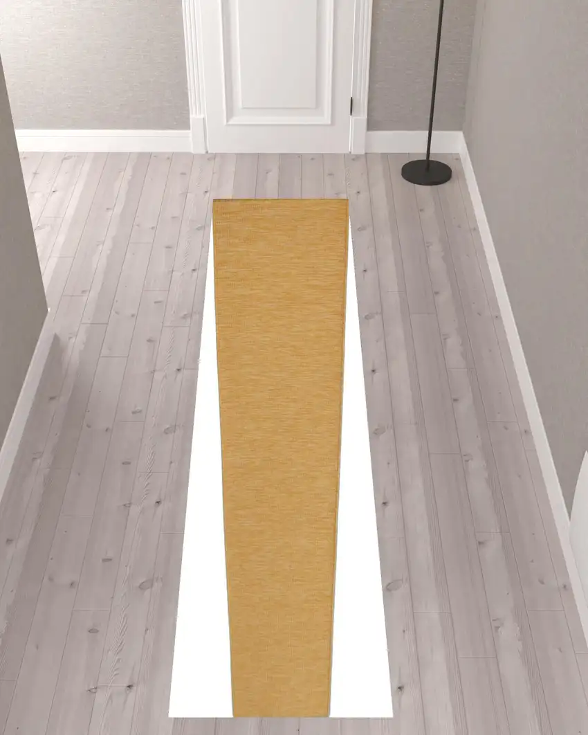 10' Yellow Power Loom Runner Rug Photo 2
