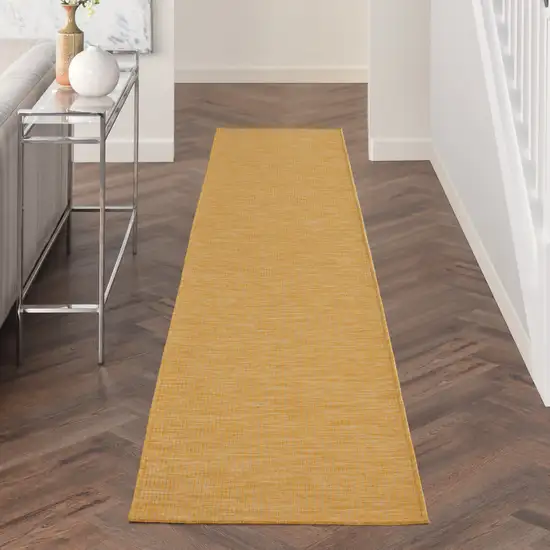 10' Yellow Power Loom Runner Rug Photo 6