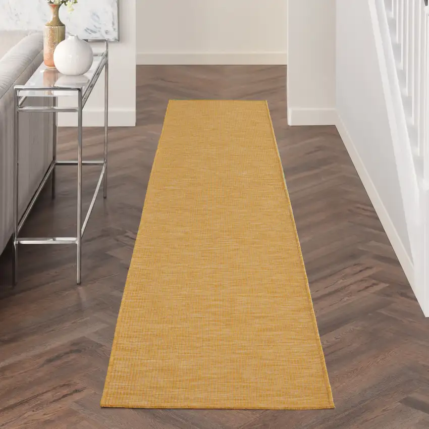 10' Yellow Power Loom Runner Rug Photo 6