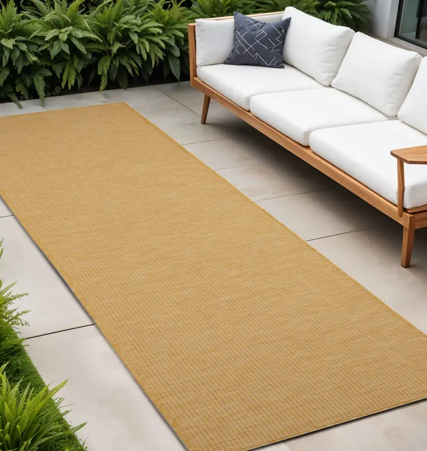 10' Yellow Power Loom Runner Rug Photo 1