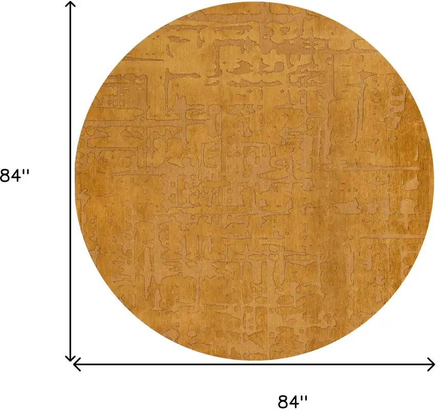 8' Yellow Round Abstract Non Skid Area Rug Photo 3