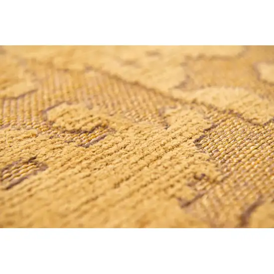 5' Yellow Round Abstract Non Skid Area Rug Photo 6